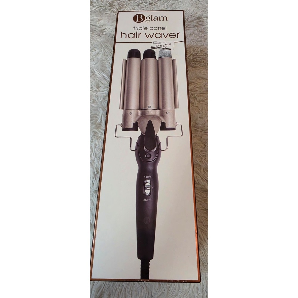 Bglam Triple Barrel Hair Waver 1 Inch Ceramic Beach Waves Curling Iron New Box